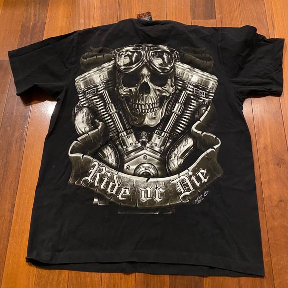 Rock Chang Shirt Skull Motorcycle Ride or Die - Picture 5 of 5